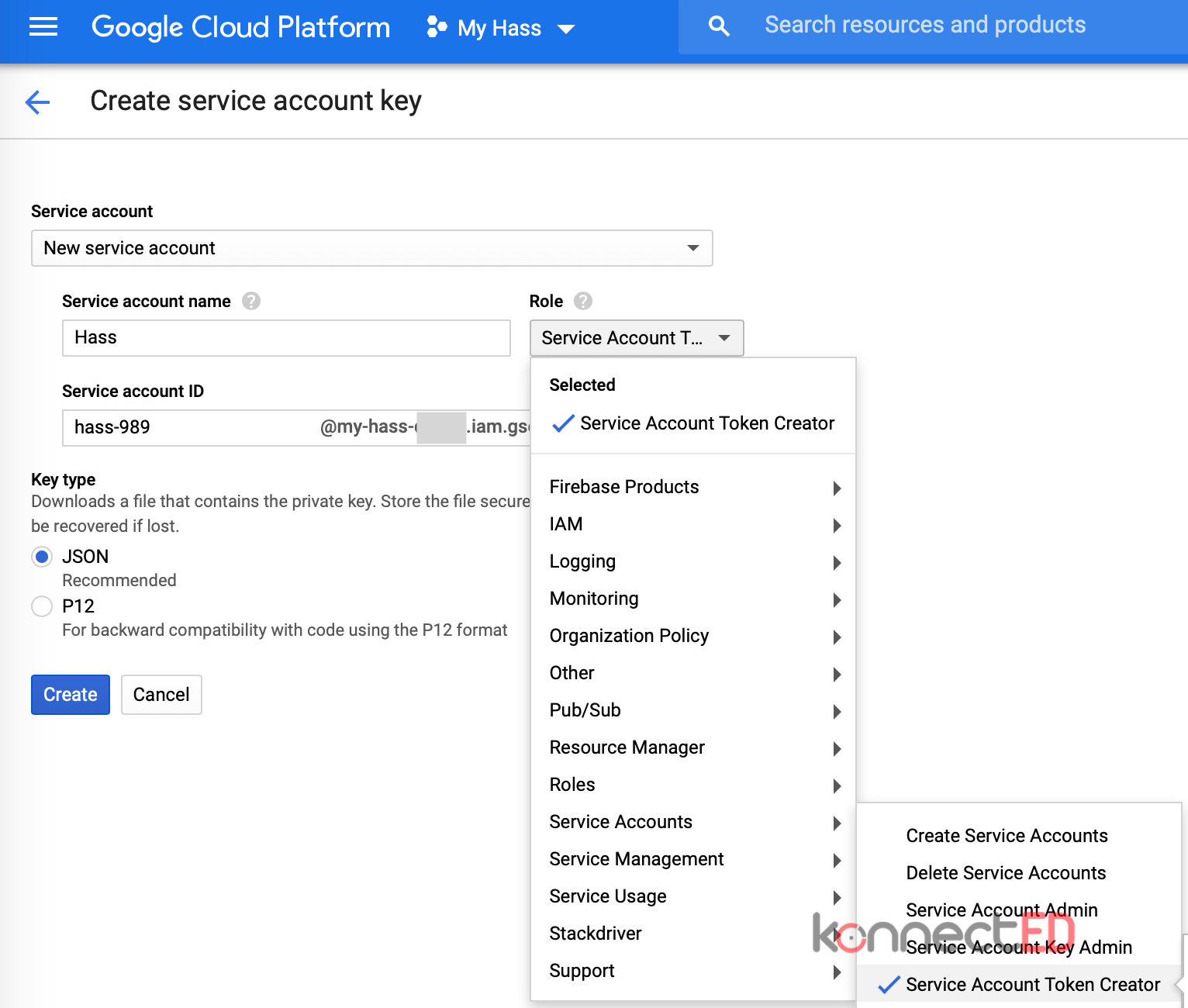 Hass Google Service Account Create