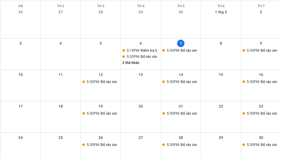 Home Assistant sử dụng Google Calendar để tạo thông báo