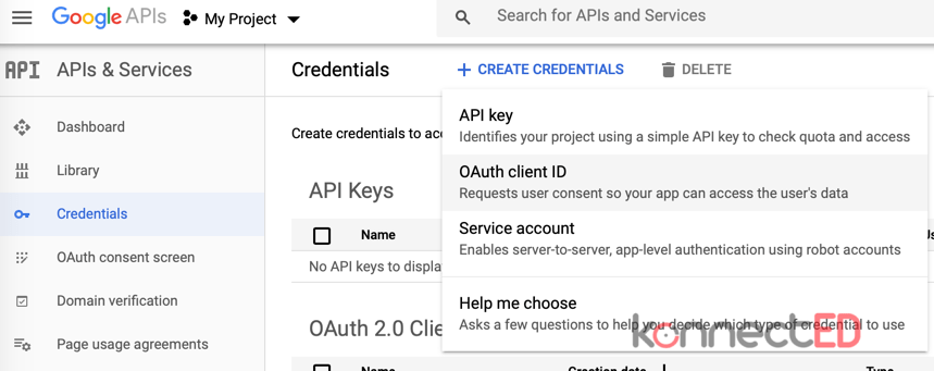 Google Create OAuth Credentials