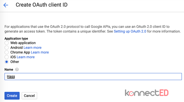 Googel OAuth Client ID Create
